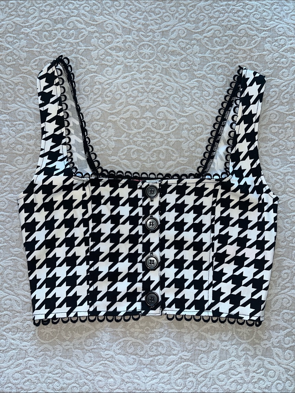Dolls Kill Sugar Thrillz Houndstooth Crop Top
